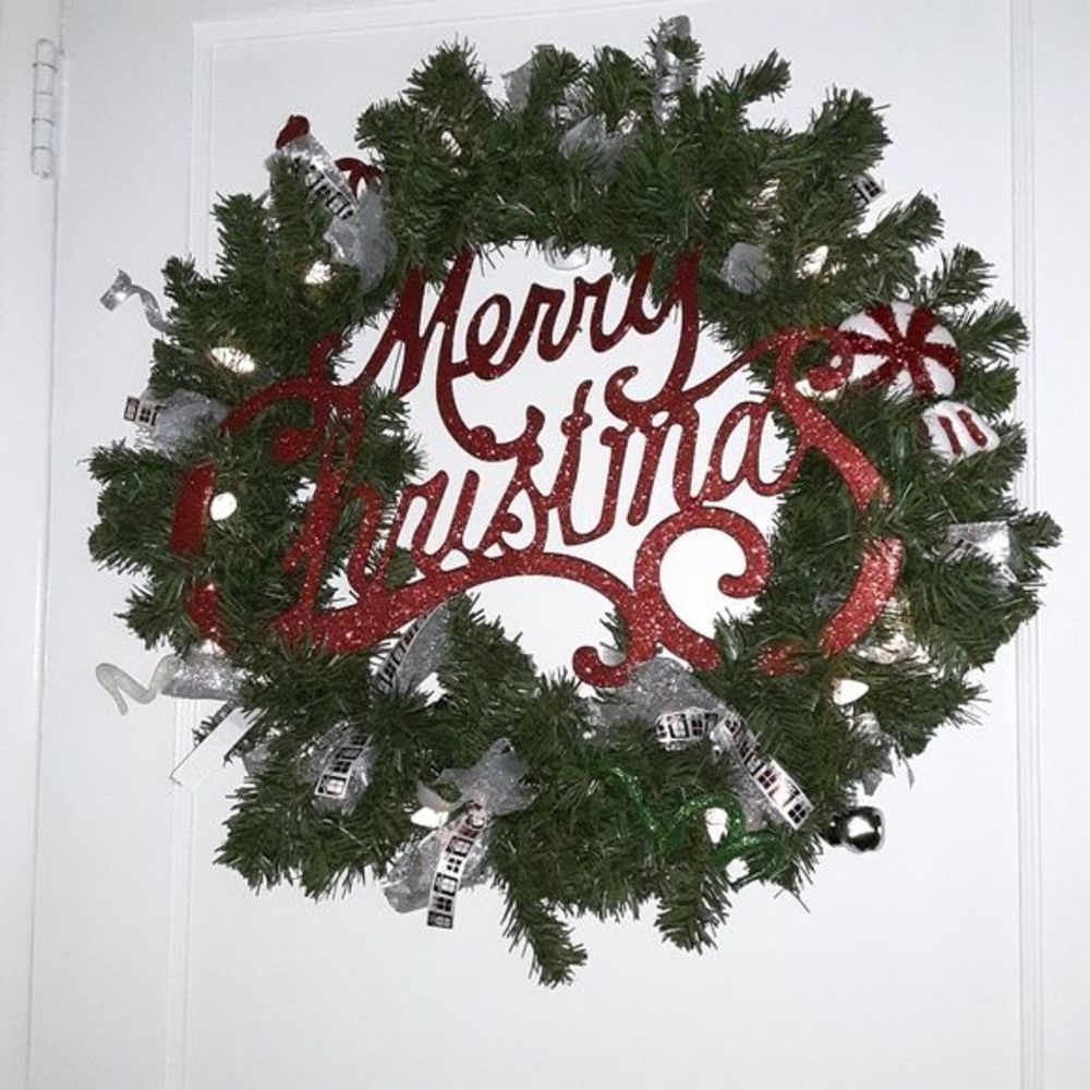 Handcrafted Merry Christmas Light Up Wreath